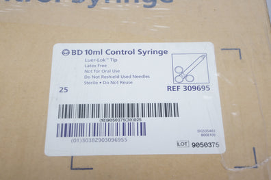 BD 309695 Luer-Lok Tip Control Syringe 10ml - Box of 100
